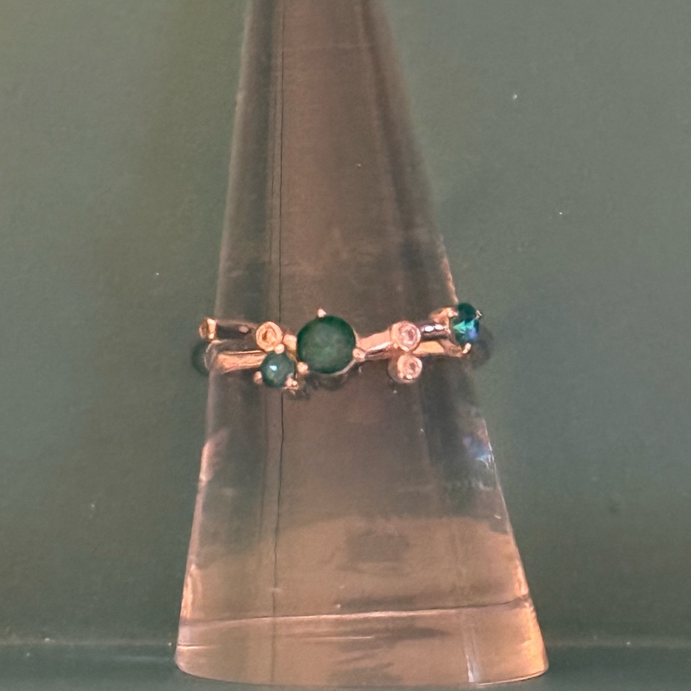 Silver and Green Stone Women's Ring